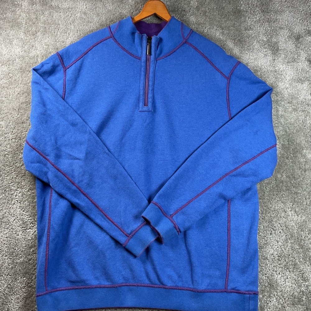 Tommy‎ Bahama Reversible Quarter Zip Pullover Mens (Large see measurements)